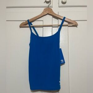 XS Adidas Originals Blue 3-Stripe Tank Top NWT Athletic Camisole White Stripes